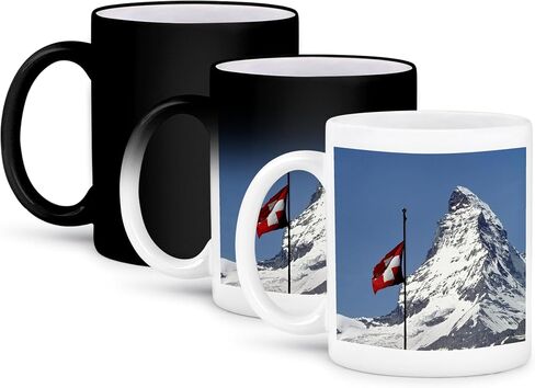 3dRose mug_82640_6 "Switzerland, Matterhorn, Mountain, Swiss flag - EU29 RER0035 - Ric Ergenbright" Two Tone Blue Mug, 11 oz, Multicolor in Saudi Arabia