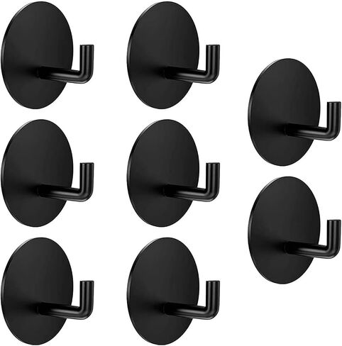8 pcs Black Square Adhesive Wall Hooks 3M Strong Adhesive Hooks Perfect for Hanging Towels Hat, Coat, Keys, Bags, Umbrellas in Saudi Arabia