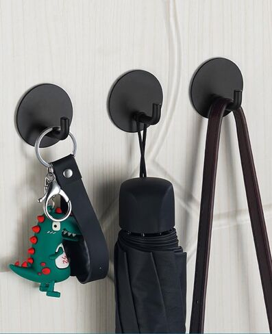 8 pcs Black Square Adhesive Wall Hooks 3M Strong Adhesive Hooks Perfect for Hanging Towels Hat, Coat, Keys, Bags, Umbrellas in Saudi Arabia