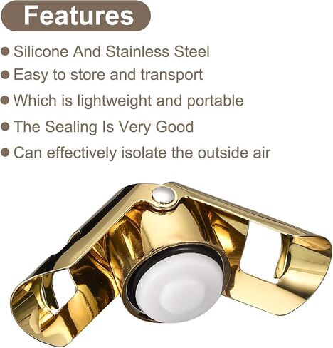 uxcell Champagne Stopper, 26mm/1.02" Stainless Steel Bottle Plug Sealer Sparkling Wine Stopper with Silicone Air Tight Seal for Champagne, Sparkling (Silver) in Saudi Arabia