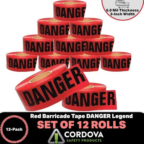 Cordova TR60103 Pro Pack Reinforced Yellow Bilingual Caution/Cuidado Barricade Tape, 3 in. x 500 ft. Roll, 12-Pack in Saudi Arabia