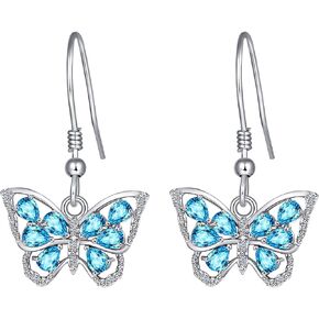 TRENSYGO S925 Sterling Silver Butterfly Birthstone Pendant Necklace for Women with Premium Cubic Zirconia Jewelry for Mother's Day Valentine Birthday Gifts in Kuwait