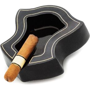 ROGOZ Ceramic Cigar Ashtray For Men, Durable Solid 4 Slot Cigar Holder, Large Heavy Outdoor Glass Cigar Ashtrays For Patio, Unique Ceramic Cigar Ash Tray For Home Office Decoration (WKG-CC)