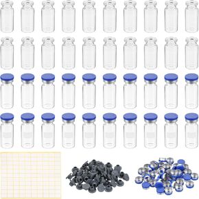 PATIKIL 10ml Sample Vials, 100 Pack Lab Empty Vials with Butyl Rubber Stopper Crimp Top Caps and Labels Borosilicate Glass Vial, Amber in Kuwait