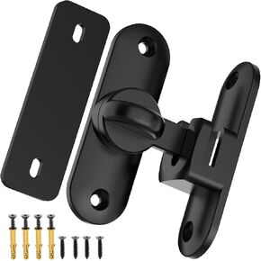 Flip Sliding Barn Door Lock, 90/180 Degree Sliding Door Lock Latch and latches for Barn Door, Pet Door, Bathroom, Outdoor, Garage, Window, Sliding Door (2, Black)