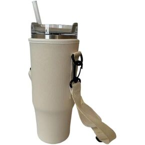 for Stanley Cup Holder with Adjustable Shoulder, Water Bottle Carrier Bag Compatible with 30oz 40oz Stanley Tumbler Cup Travel Tumbler Accessories for Hiking Travel Camping Climbing - Black