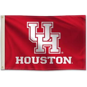 Houston Cougars College Sports Printed Flag - NCAA Licensed - Nylon - 2' x 3' School Banner (White, Red)