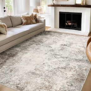 Washable 8x10 Area Rugs, Modern Abstract Area Rug Washable with Non-Slip Backing, Modern Area Rugs 8 x 10 Area Rugs Indoor for Living Room Bedroom (8'x10', Gray/Rust)