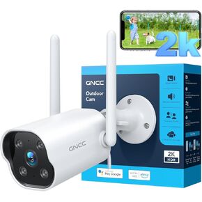 GNCC Outdoor Camera, 2K Cameras for Home Security Outside, Home Security Cameras, Motion Detection, Night Vision, 24/7 Recording, 2 Way Audio, Waterproof, Cloud & Local, Plug-in, APP Control
