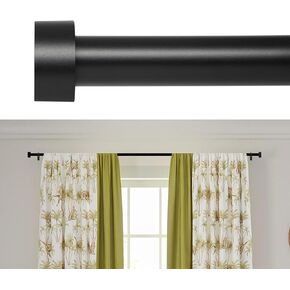 Curtain Rods for Windows 18 to 88 Inches Adjustable Length, 1 Inch Diameter, with Aluminium Finials, Black