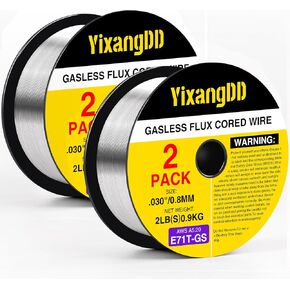 2-Pack 0.035" Flux Core Welding Wire, E71T-GS Low Splatter Gasless Mild Carbon Steel Mig Welding Wire,Compatible With Most Welder，2-Pound Each