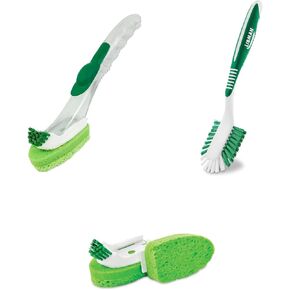 Libman Glass & Dish Wand Scrub Cleaner Brush Bundle - Non Scratch Dishwand Scrubber Sponges with Kitchen Scrubbing Brush & Scouring Sponge Refills - Dishwashing & Household Cleaning Supplies Set