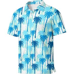 Golf Polo Shirts for Men Funny Print Golf Polos Short Sleeve Performance Men's Golf Shirts Dry Fit