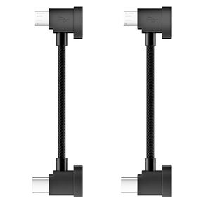 Micro USB to USB C OTG Cable 0.6 FT-2 Pack, 90 Degree Remote Controller Data Cord, Angled Braided Cord for DJI Mavic Mini,Mavic 2Pro/Zoom,Mavic Air/Pro,Spark,DJI Drone to Phone15/16/Tablet