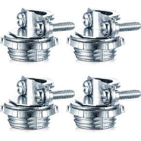 4 Pieces 3/4 Inch Clamp Type Cable Connector for Metallic Conduit Protect Cables Electric Wires Electrical Box Silver Zinc