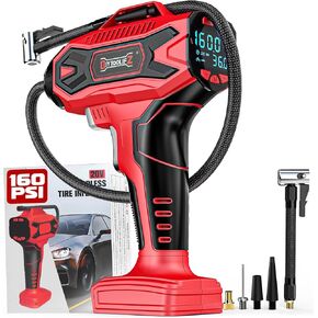 Cordless Tire Inflator Air Compressor for DeWALT 20V Battery, 160PSI Portable LED Light Handheld Air Pump with Digital Pressure Gauge for Cars Motorcycles Bikes Sports Balls(NO Battery)