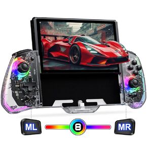Switch Controller for Nintendo Switch/Switch OLED, One-Piece Split Pad Switch pro controller for Switch Joycons Handheld Controller with 8 Colors Lights