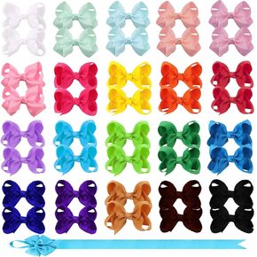 Oaoleer 40Pcs 4.5" Hair Bows Clips Grosgrain Ribbon, Alligator Clips, Barrettes Hair Accessories for Baby Girls Infants Toddlers Kids Teens Children (4.5 Inch, 20 Colors in Pairs)