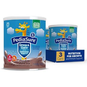 PediaSure Grow & Gain With Immune Support Shake Mix Powder, Kids Protein Shake, Vanilla, 14.1 oz Can, Pack of 3—24 Servings