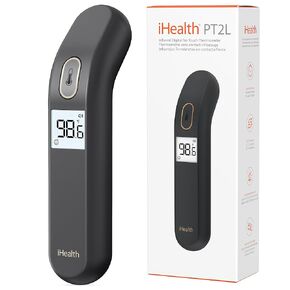 iHealth Touchless Digital Thermometer for Adults and Kids - Baby Forehead Thermometer with Color Fever Indicator - Quick & Accurate Results in 1 Second - Silent Mode, Easy-to-Use for Home - PT2L Black