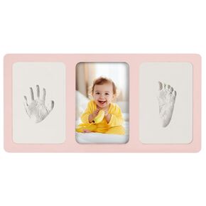 Calenzana Pink Baby Hand and Footprint Kit, 4x6 Baby Keepsake Nursery Picture Frame Handprint Kit, Gifts for Newborn Girls Boys New Mom