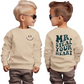 Ritatte Toddler Boy Valentine's Day Sweatshirt MR. Steal Your Heart Shirt Kids Valentines Crewneck Long Sleeve Pullover Tops in Kuwait