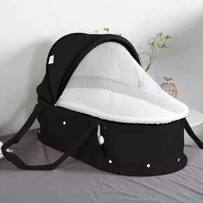 Baby Travel Bassinet, 2 in 1 Portable Travel Bassinet Folding Baby Bed with Sunshade Cover, Mini Baby Bassinet Sleeper Bed Washable Foldable for Newborn Baby-LightGrey