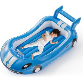 QPAU Inflatable Kids Bed, Toddler Travel Bed with Sides, for Camping, Traveling, Hotel, or Home Use, Hand Pump Included