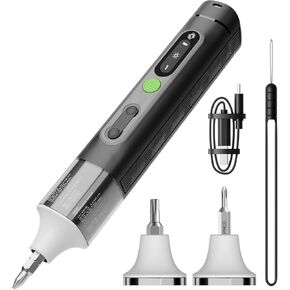 STREBITO Cordless Screwdriver with Removable 18500 Battery, 3.7V Electric Screwdriver, Compatible with 1/4" and 4mm Hex Bits, 4 Torque Levels, 3 Lighting Modes, 1500mAh Rechargeable Battery