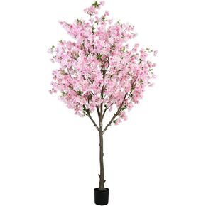 8.5FT Tall Cherry Blossom Artificial Tree, Oversize Realistic Potted Silk Faux Cherry Blossom Tree, Easy Assembly Maintenance Free, Fake Wishing Tree for Home Indoor Outdoor Decor