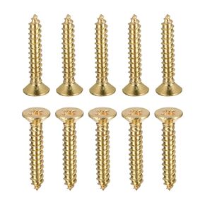 M4x40mm(DxL) Brass Phillips Wood Screws - 10Pack - Good for Wood Crafts, Furniture - Countersunk Head Self-Tapping Screw - Brass Tone