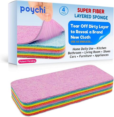 Natural Microfiber Super Fiber Rag, 12 Fiber Layer on 1 Rag, Perfect Cleaning, Extraordinary Liquid Absorption Ability, Home Daily Use, Kitchen, Bathroom, Living Room, Everywhere (1 Pack) in Saudi Arabia
