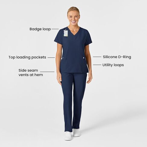 Wonderwink Womens Womens Womens V-Neck Top Scrubs Shirt ، Royal ، 5-X-Large US in Kuwait