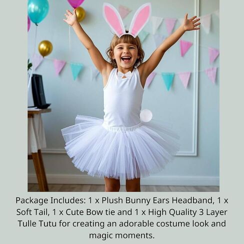 Kirei Sui Kids Pink White Blue Black Gray Animal Bunny Rabbit Ears Headband & Tutu Costume in Kuwait