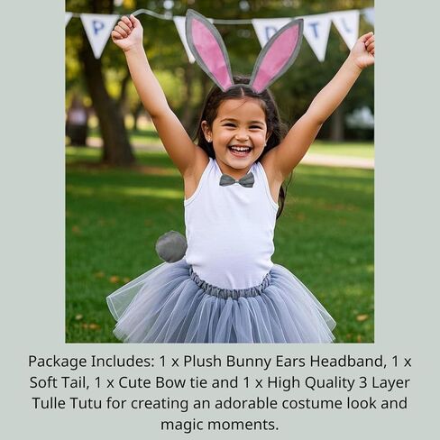 Kirei Sui Kids Pink White Blue Black Gray Animal Bunny Rabbit Ears Headband & Tutu Costume in Kuwait