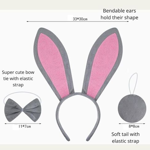 Kirei Sui Kids Pink White Blue Black Gray Animal Bunny Rabbit Ears Headband & Tutu Costume in Kuwait