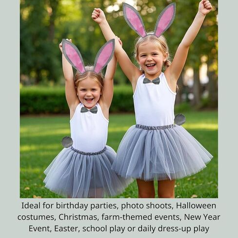 Kirei Sui Kids Pink White Blue Black Gray Animal Bunny Rabbit Ears Headband & Tutu Costume in Kuwait
