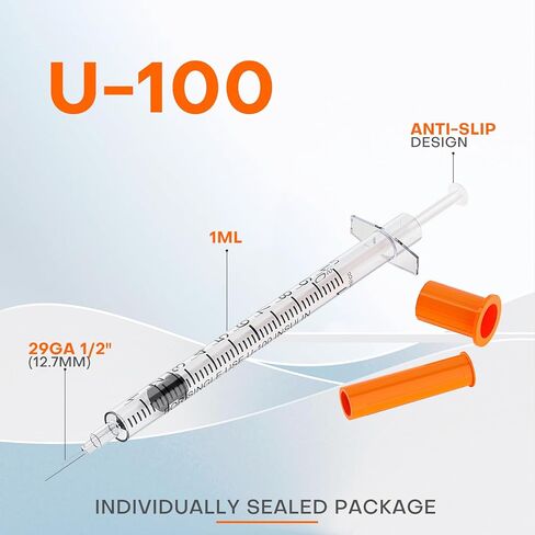 U-100 1mL/cc Lab Syringes with 30G 1/2" (12.7mm) Needle Individually Wrapped, Pack of 100 in Kuwait