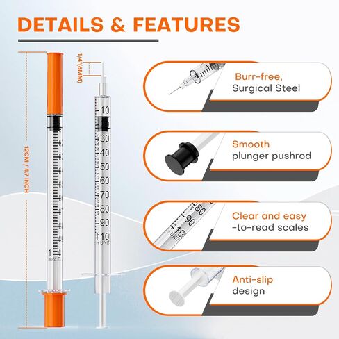 U-100 1mL/cc Lab Syringes with 30G 1/2" (12.7mm) Needle Individually Wrapped, Pack of 100 in Saudi Arabia
