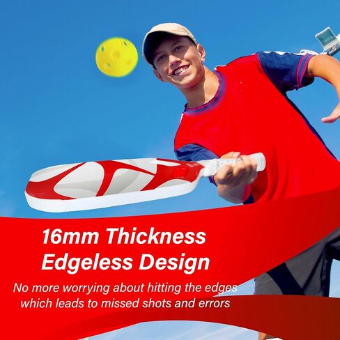 Premium Pickleball Paddle 3K + T700 Carbon Fiber, 16mm Thickness, Air Open Throat, Enhanced Spin & Control, Edgeless Design, Durable & USAPA Approved in Saudi Arabia