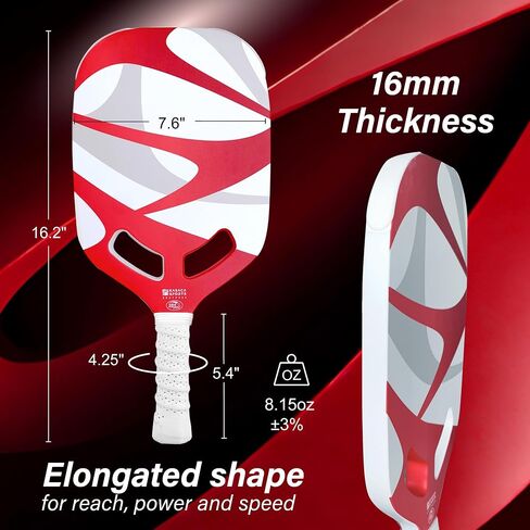 Premium Pickleball Paddle 3K + T700 Carbon Fiber, 16mm Thickness, Air Open Throat, Enhanced Spin & Control, Edgeless Design, Durable & USAPA Approved in Saudi Arabia