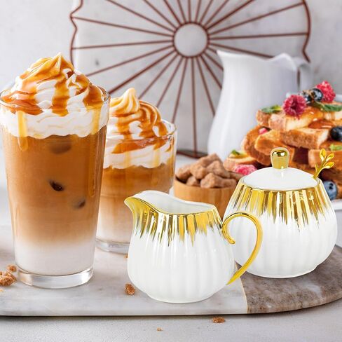 4PCS Sugar and Creamer Set, Creamer Container for Coffee Bar,Includes Sugar Bowl with Lid, Cream Pitcher, And Spoon for Coffee Bar, Perfect for Tea Parties and Gifts in Saudi Arabia