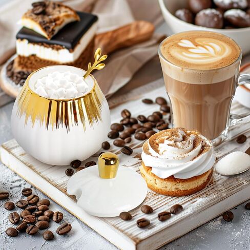 4PCS Sugar and Creamer Set, Creamer Container for Coffee Bar,Includes Sugar Bowl with Lid, Cream Pitcher, And Spoon for Coffee Bar, Perfect for Tea Parties and Gifts in Saudi Arabia