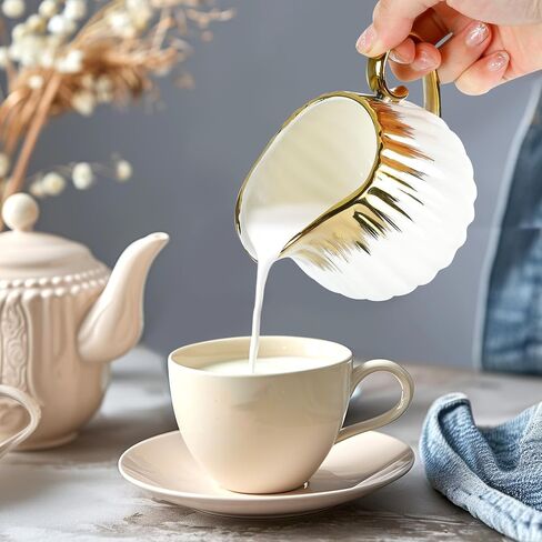 4PCS Sugar and Creamer Set, Creamer Container for Coffee Bar,Includes Sugar Bowl with Lid, Cream Pitcher, And Spoon for Coffee Bar, Perfect for Tea Parties and Gifts in Saudi Arabia