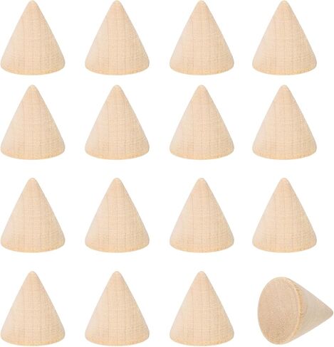 PATIKIL Wood Cone Ring Holder, 16Pcs Wooden Finger Jewelry Ring Display Stand Organizer Wood Cones Rack for DIY Art Crafts, Wood Color (50x25mm) in Saudi Arabia