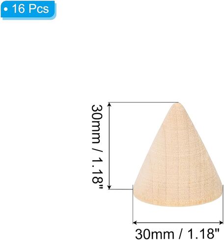 PATIKIL Wood Cone Ring Holder, 16Pcs Wooden Finger Jewelry Ring Display Stand Organizer Wood Cones Rack for DIY Art Crafts, Wood Color (50x25mm) in Saudi Arabia