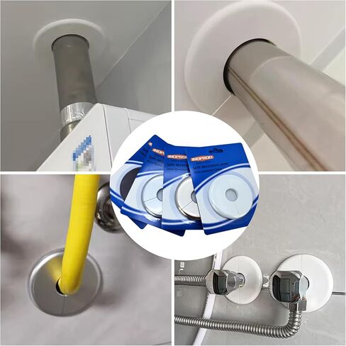 Wall Flange Pipe Cover 1.1 Inch, Fit 1.1" Outer Diameter Plumbing Pipe Tube, ABS Escutcheon Collar Pipe Cover Radiator, White Wall Flange Pipe Cover Split Decoration - 1 Pack (28mm) in Kuwait