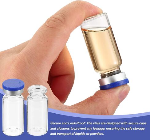 PATIKIL 10ml Sample Vials, 100 Pack Lab Empty Vials with Butyl Rubber Stopper Crimp Top Caps and Labels Borosilicate Glass Vial, Amber in Kuwait