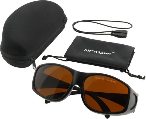 Laser Safety Glasses OD5+ 190-540nm & 800-1700nm - Yag, Blue, Green Laser and UV Light Eye Protection Laser Goggles for 405nm, 445nm, 450nm,532nm, 808nm, 980nm, 1064nm, 1080nm, MCWlaser in Saudi Arabia