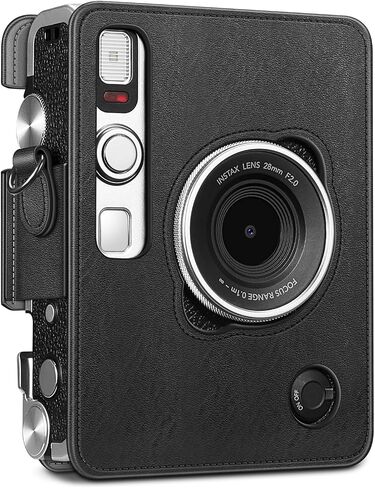 FINTIE Camera Case for Fujifilm Instax Mini EVO Camera with Strap | Premium Vegan Leather, Camera Travel Bag, Adjustable Shoulder Strap, Snap Closure, Removable Front Cover, Vintage Brown in Kuwait